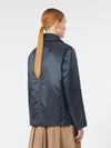 The Cube Padded Double-Breasted Jacket in Water-Repellent Canvas Midnight Blue